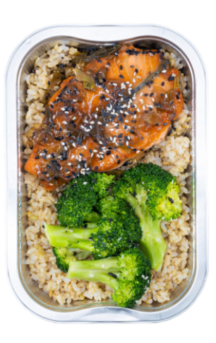 Teriyaki salmon with rice